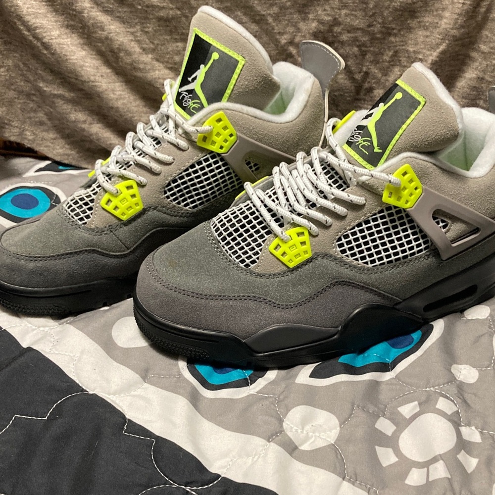 Nike Gray and Neon Green Men's Sneakers